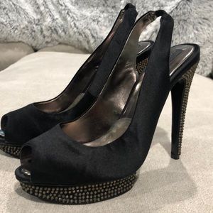 BCBGMaxazria Open Toe Black Heels